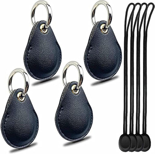 4-Pack Keyring Holder for AirTag - Stylish Leather Keychain Tracker with Protective Cover & Carabiner Accessories